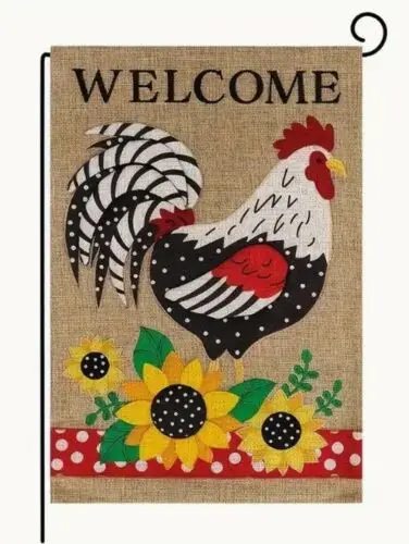 Garden Flag 12x18in Double sided Polyester Welcome Chicken