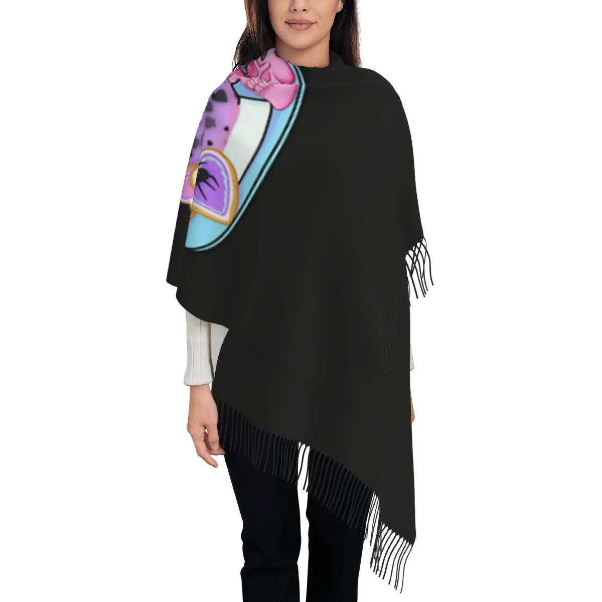 Valloween Drink (пастельный гот) 72x197см Шаль Шарф с кисточками Valloween Drink (пастельный гот) 72x197см Шаль Шарф с кисточками