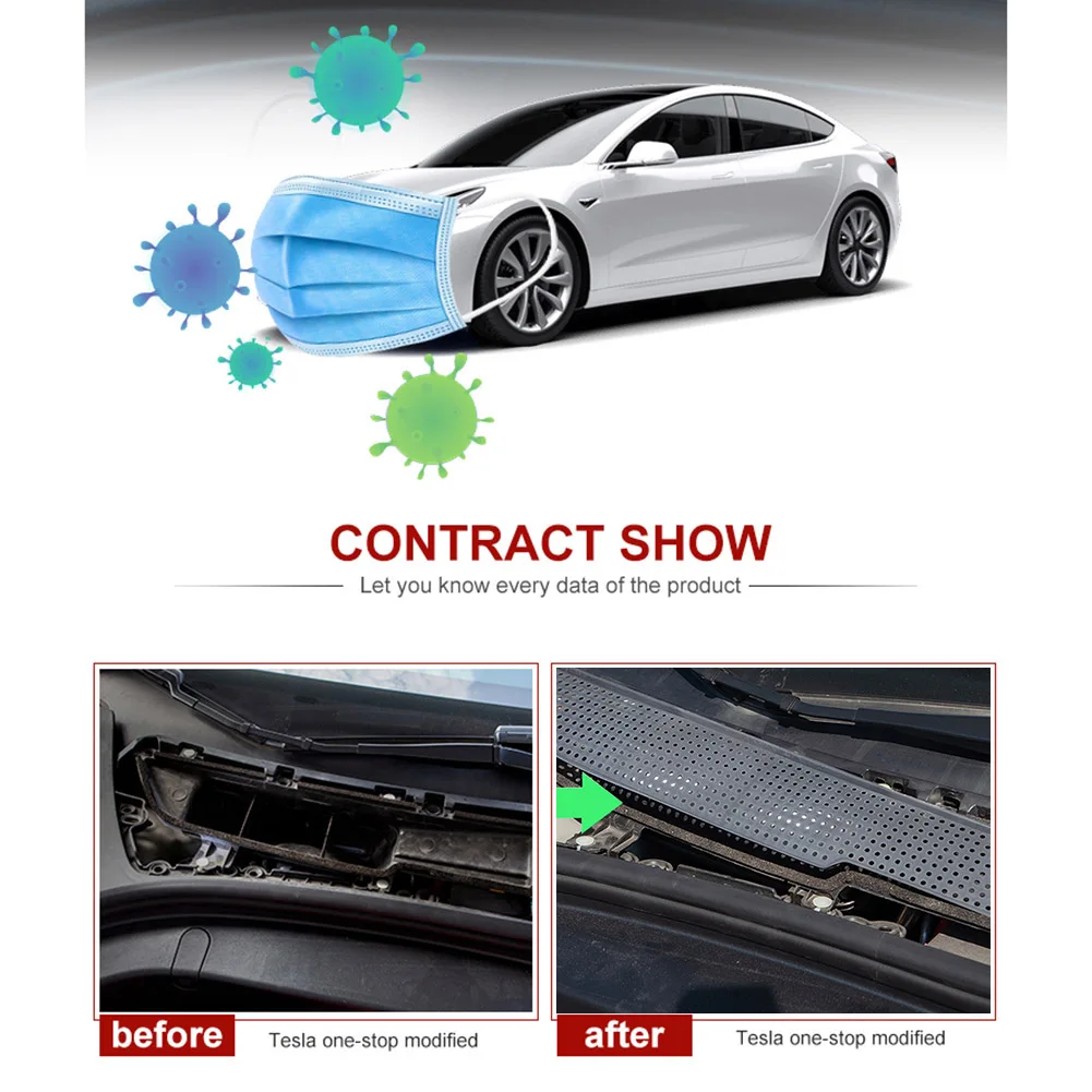Protezione di aspirazione antibloccaggio Filtro di aspirazione aria condizionata per auto Filtro di ingresso aria Filtro aria di aspirazione per Tesla Model 3 2017-2020