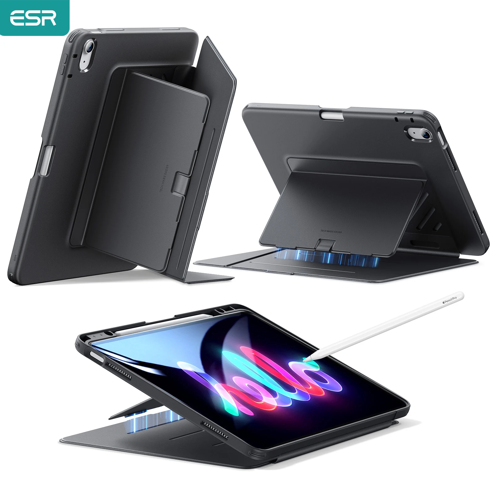 Coque ESR pour iPad Air 13 pouces (2026/2025/2024) – Support multi-angles ultra-stable pour iPad Air 13 (M4/M3/M2) – Housse arrière magnétique