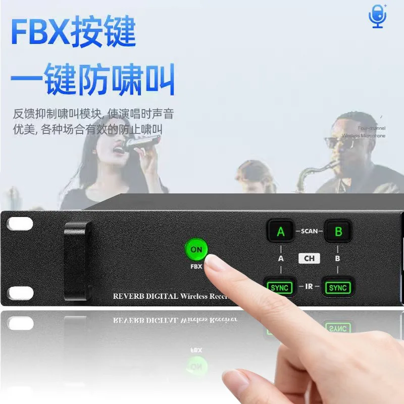 Anti-howling 200 meters true diversity wireless one-to-two/four microphone professional K TV performance outdoor activity