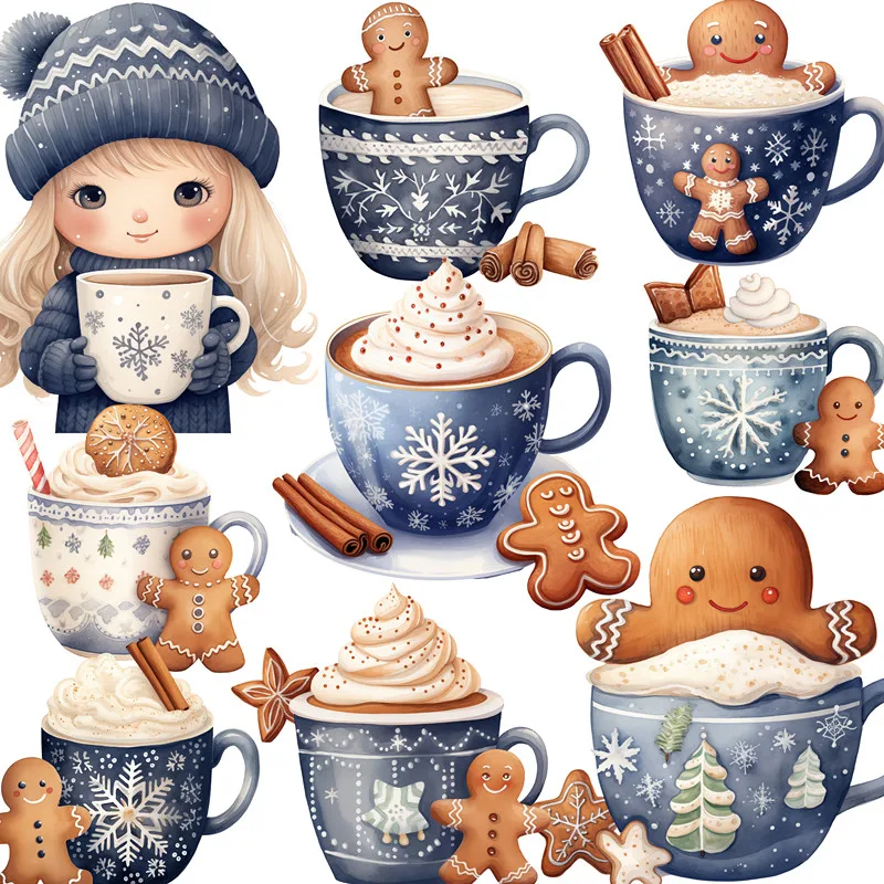 Christmas coffee Stickers Crafts And Scrapbooking stickers kids toys book Decorative sticker DIY Stationery