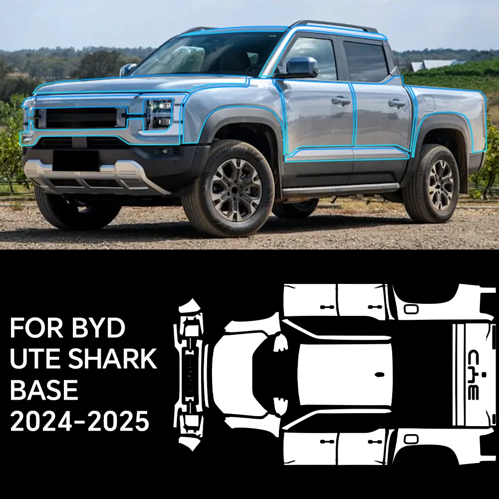 

For BYD Ute Shark Base 2024-2025 Full Car Precut Paint Protection Film 9mil Clear Vinyl Gloss Self Healing Wrap
