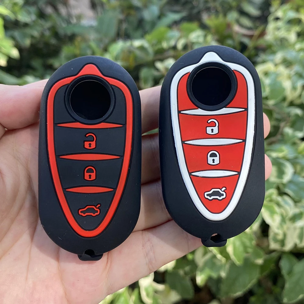 3 Button Silicone Car Key Pad for Alfa Romeo 4C Mito Giulietta Myth 159 GTO GTA Flip Remote Key Car Accessories keychain