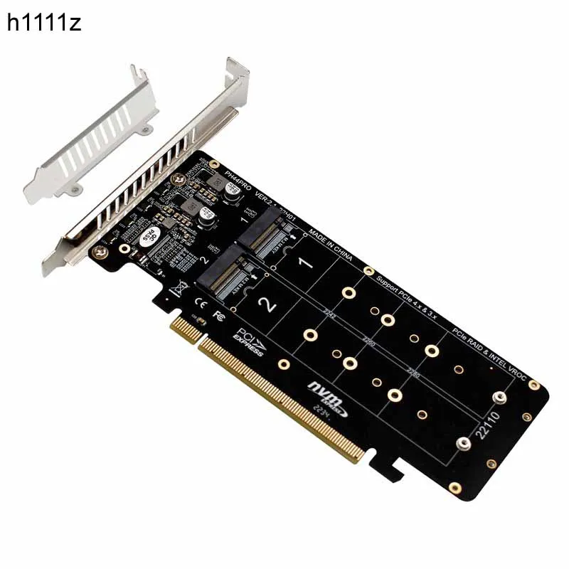 

PCI Express 4.0 X16 to 4 Port NVME RAID Card Adapter M KEY NVME PCI-E Split Card 32Gbps Support 2230 2242 2260 2280 M.2 NVME SSD