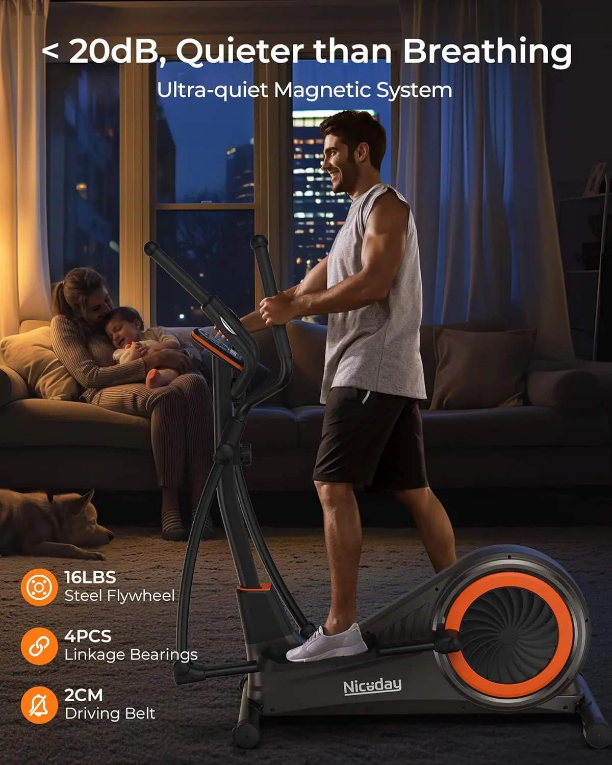 Elliptical Machine, Elliptical Exercise Machine for Home with Hyper-Quiet Magnetic Driving System, Elliptical Trainer