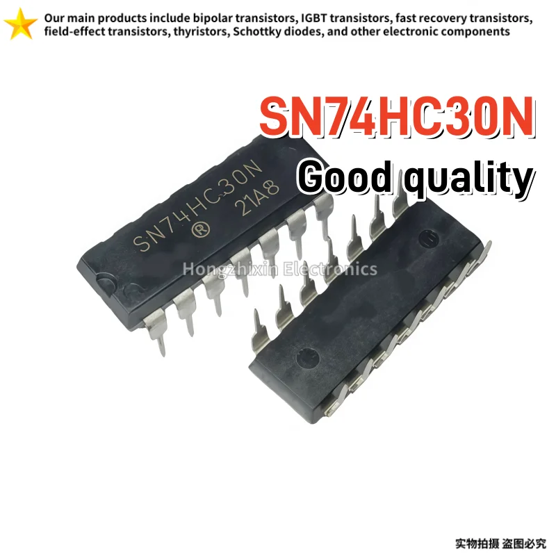 10PCS SN74HC30N DIP‑14 74HC30 8‑Input NAND Gate Logic IC Chip Through Hole DIP14 New Electronic Component