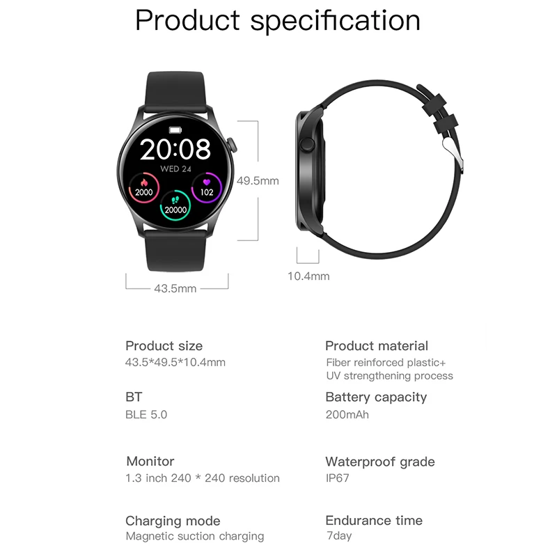 SKMEI Sport Full Touch Screen Smart Watch per uomo Fitness tracker Smartwatch IP67 orologio Bluetooth impermeabile per Android ios
