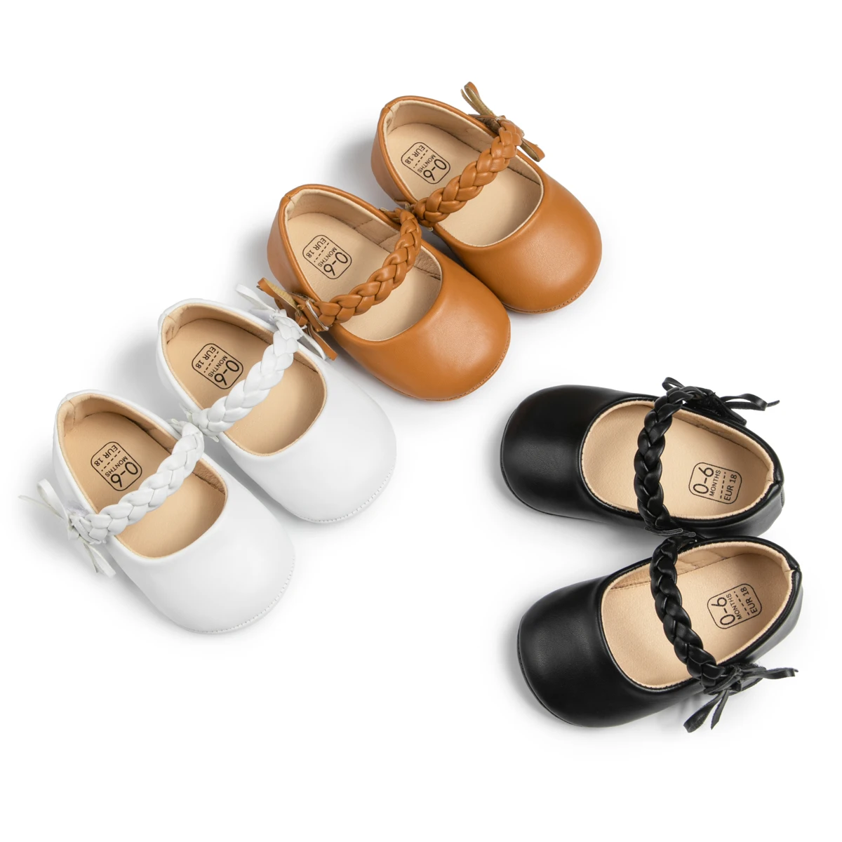 

New Baby Girl Shoes Girl Classic Bowknot Rubber Sole Anti-slip PU Newborn Dress Shoes First Walker Toddler Baby Shoes