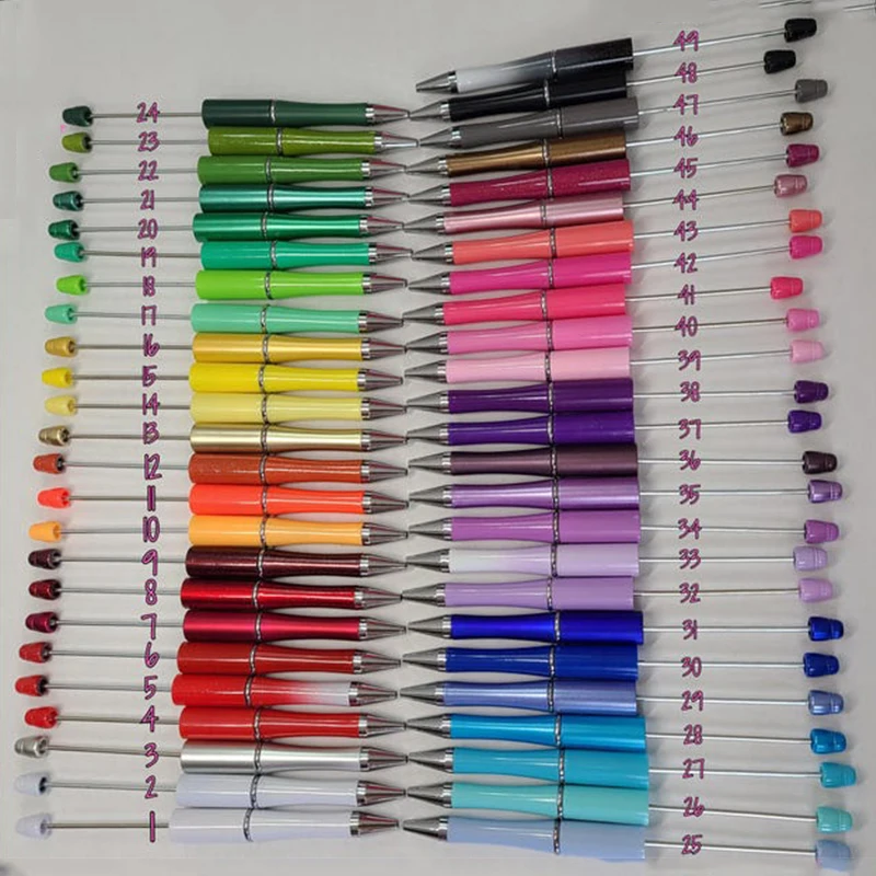 

100Pcs Creative Plastic Beaded Ballpoint Pen Handmade Beadable Pen DIY Craft Gift Pens for Student Office Supplies Wholesale