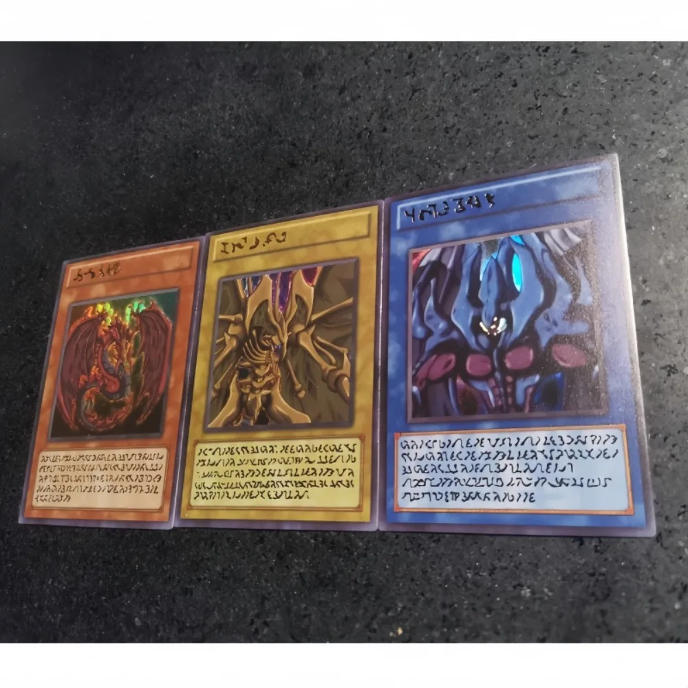 Fai da te Yu-Gi-Oh! Animali Sacri Opere d'arte originali 3 pezzi/set Quattro tipi di flash Anime Periferico Gioco Collezione di carte Regalo di festa