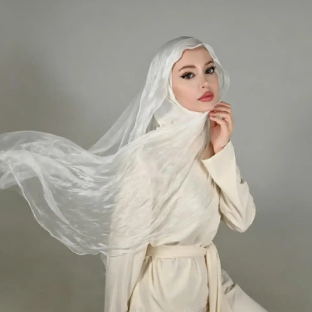 Bubble Thread Stripe Plain Tudung Bawal Shawl Hijab, UV Sunscreen Scarf for Women Spring Summer Daily Casual Hijab Accessories