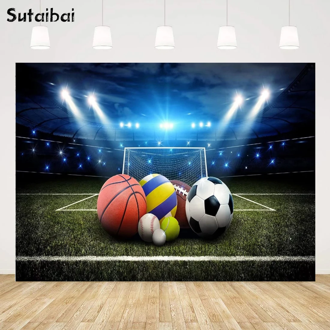 Football Field Backdrop Sports Stadium Basketball Football Baseball Rugby Ball Games Baby Kids Boy Photography Background