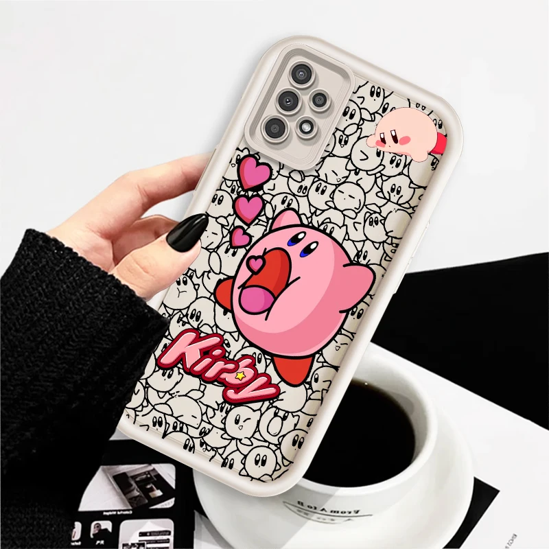 K-Kirby Anime Pink Cute For Samsung A73 A72 A71 A53 A52 A51 A33 A23 A15 A54 A34 A35 A55 A06 A16 5G Eye Ladder Phone Case Cover