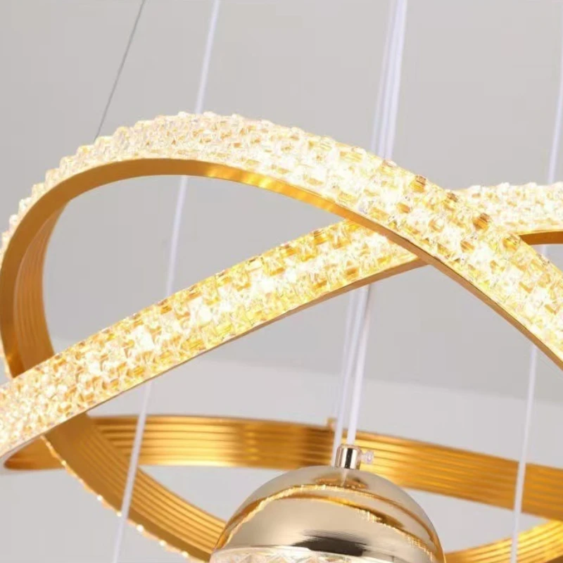 European Luxurious Style Iron Pendant Lights for Living Room Spiral Staircase Interior Room