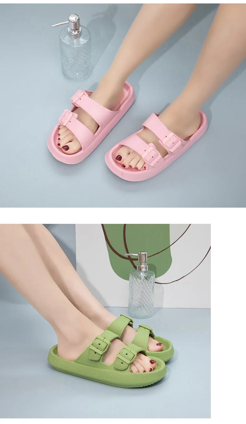 Summer Couple Flip Flops Outdoor Thick Sole Slippers for Women Men Home Sandals with Double Strap