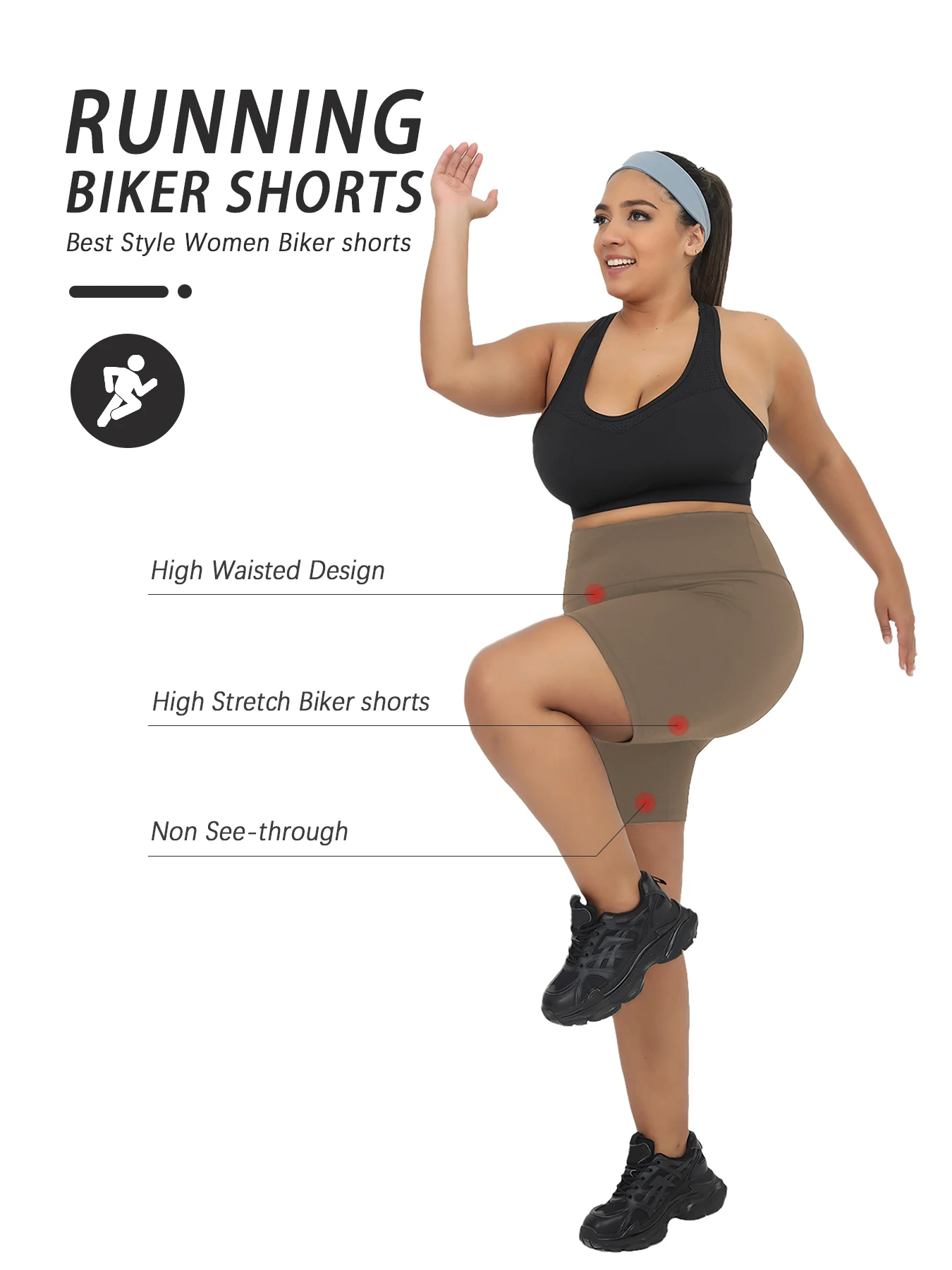 Plus Size Women's High Waisted Biker Shorts Super Soft Tummy Control No See Through Workout Yoga Shorts Running Athletic Shorts image 3