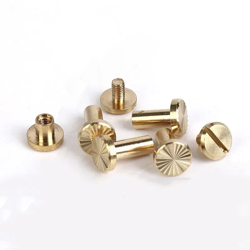 10pcs Brass Binding Chicago Screws Nails Long Studs Rivets For Photo Album Desk Calendar Leather Craft Belt Fastener 8mm Cap