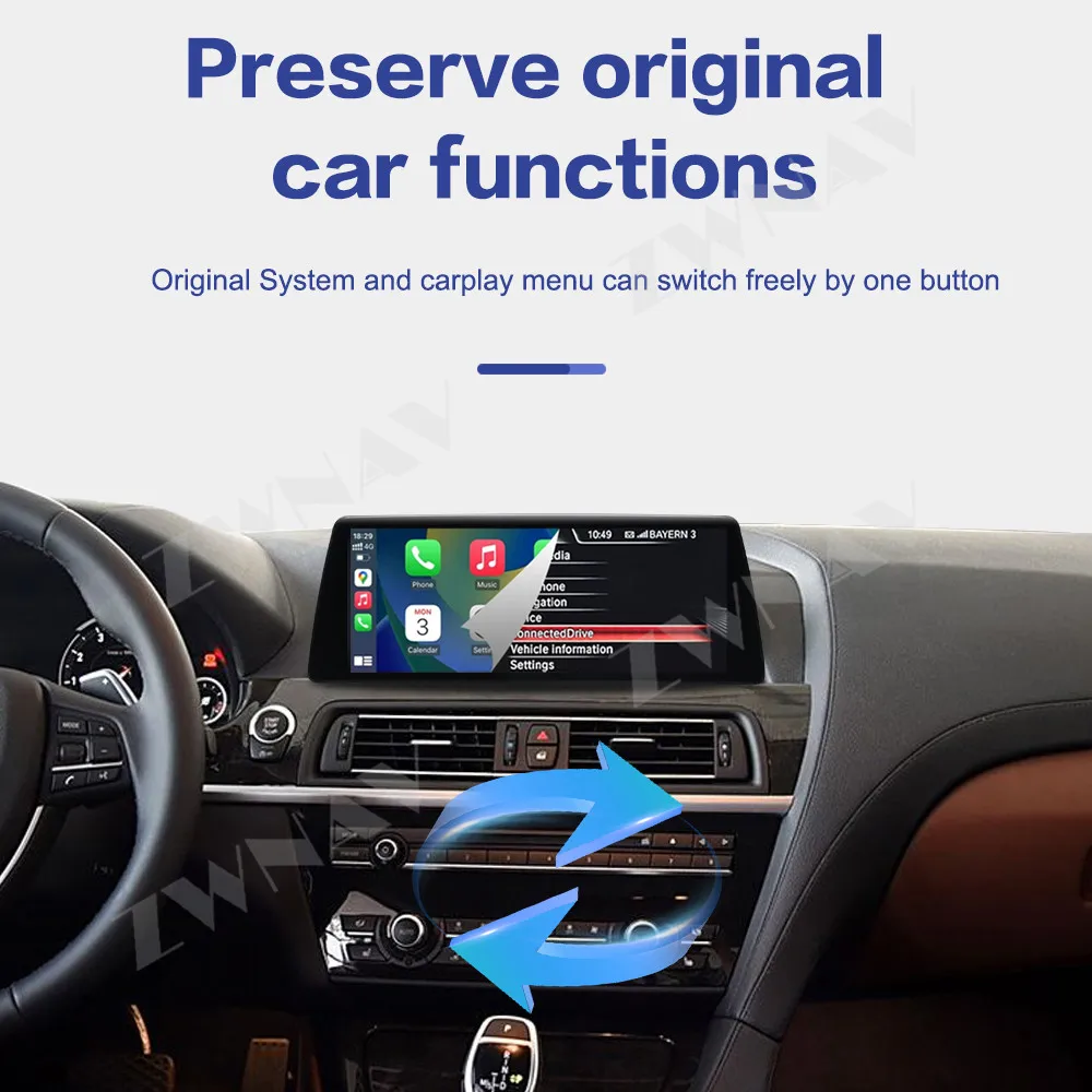 

For BMW 6 Series 2009-2016 Upgrade Wireless CarPlay Android Auto Hicar Car Radio Head Unit Multimedia Screen Mirror Link