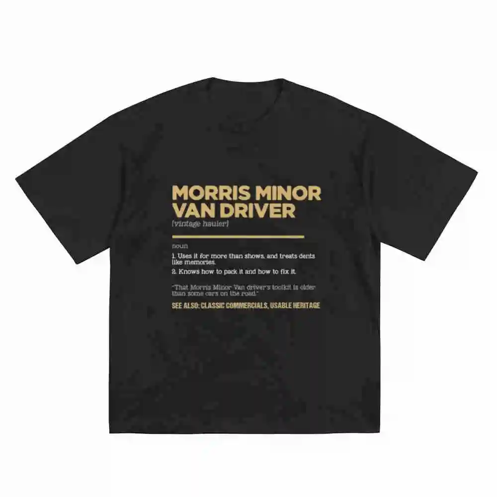 Morris Minor Van Driver Dictionary Style Vintage Short Sleeve Tee 100% Cotton T-Shirt