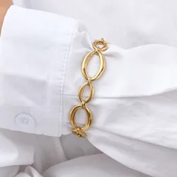 Distinctive Elliptical Bracelet for Women,Hand-made Chain Stainless Steel Bracelets,Trendy Waterproof Jewelry Gift