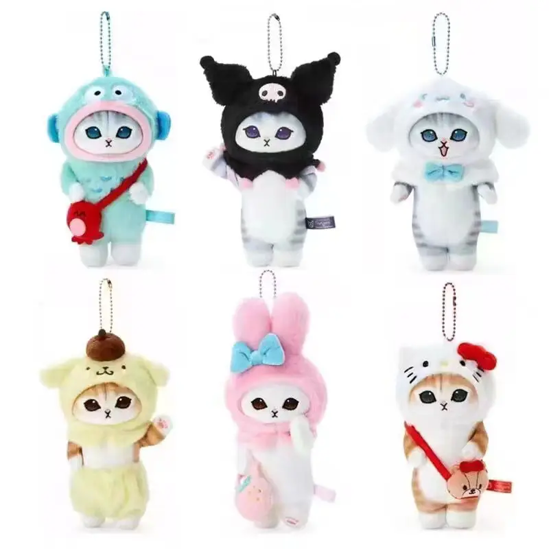 

Kawaii Sanrio Shark Cat Series Hello Kitty Cinnamoroll Kuromi Melody Plush Doll Backpack Pendant Keychain Decor Kids Toy Gifts