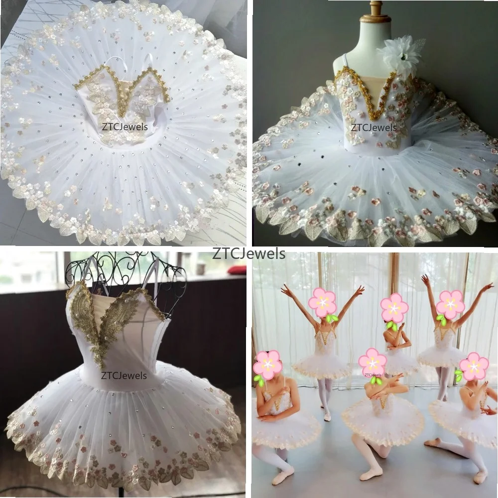 Vestido de Tutú de Ballet Profesional Lago de los Cisnes Blanco para Niñas, Disfraz de Bailarina para Cosplay