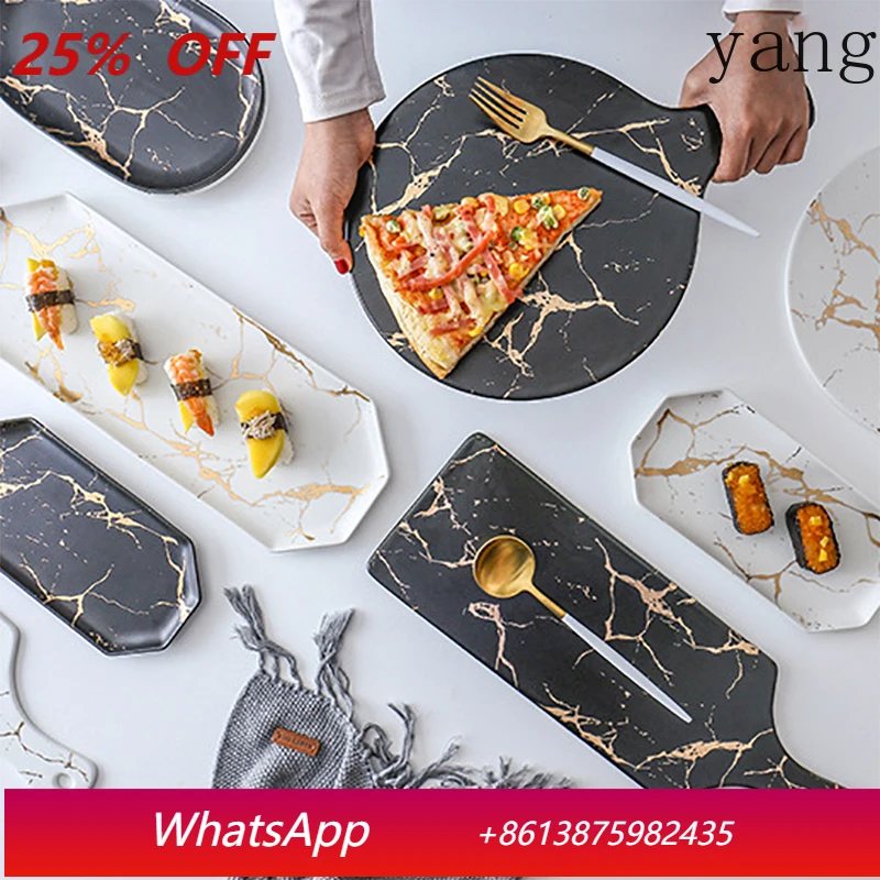 

White Black Golden Ceramic Dishes And Plate Pizza Dessert Steak Tableware Decorative Food Tray Dinner Set Porcelai