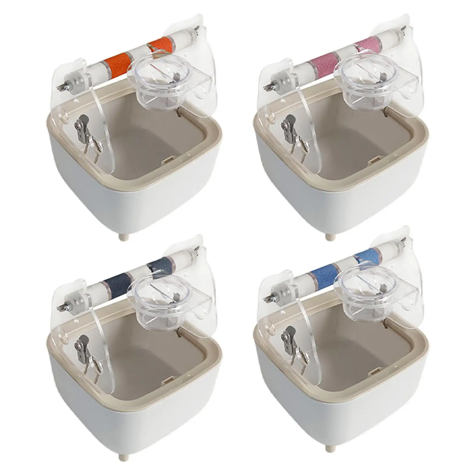 Parrot Play Stand Perch Acrylic PP Toilet Station with Bin Integrated Feeders Climbing Exercise Rack for Small Birds