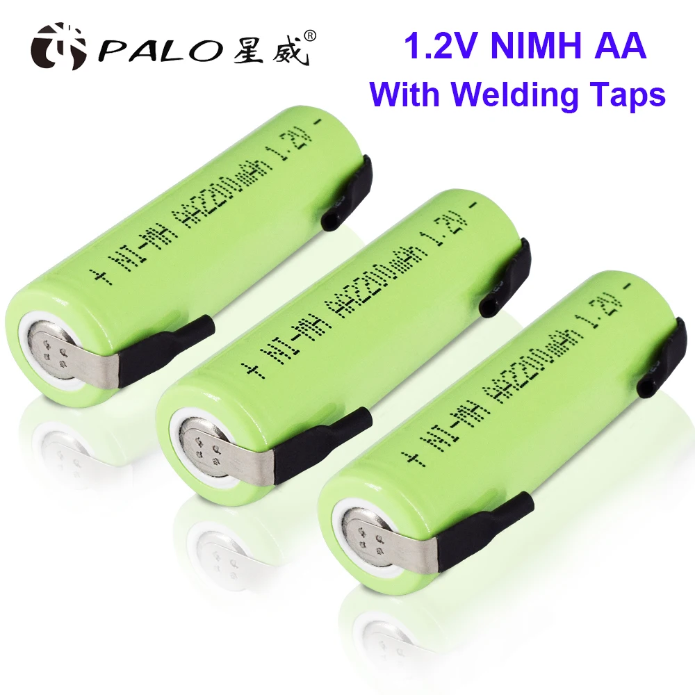 PALO 1.2V AA NI-MH Battery Rechargeable Low Self Discharge Pre-Charge Double AA Battery With DIY Solder Pins for Electric shaver