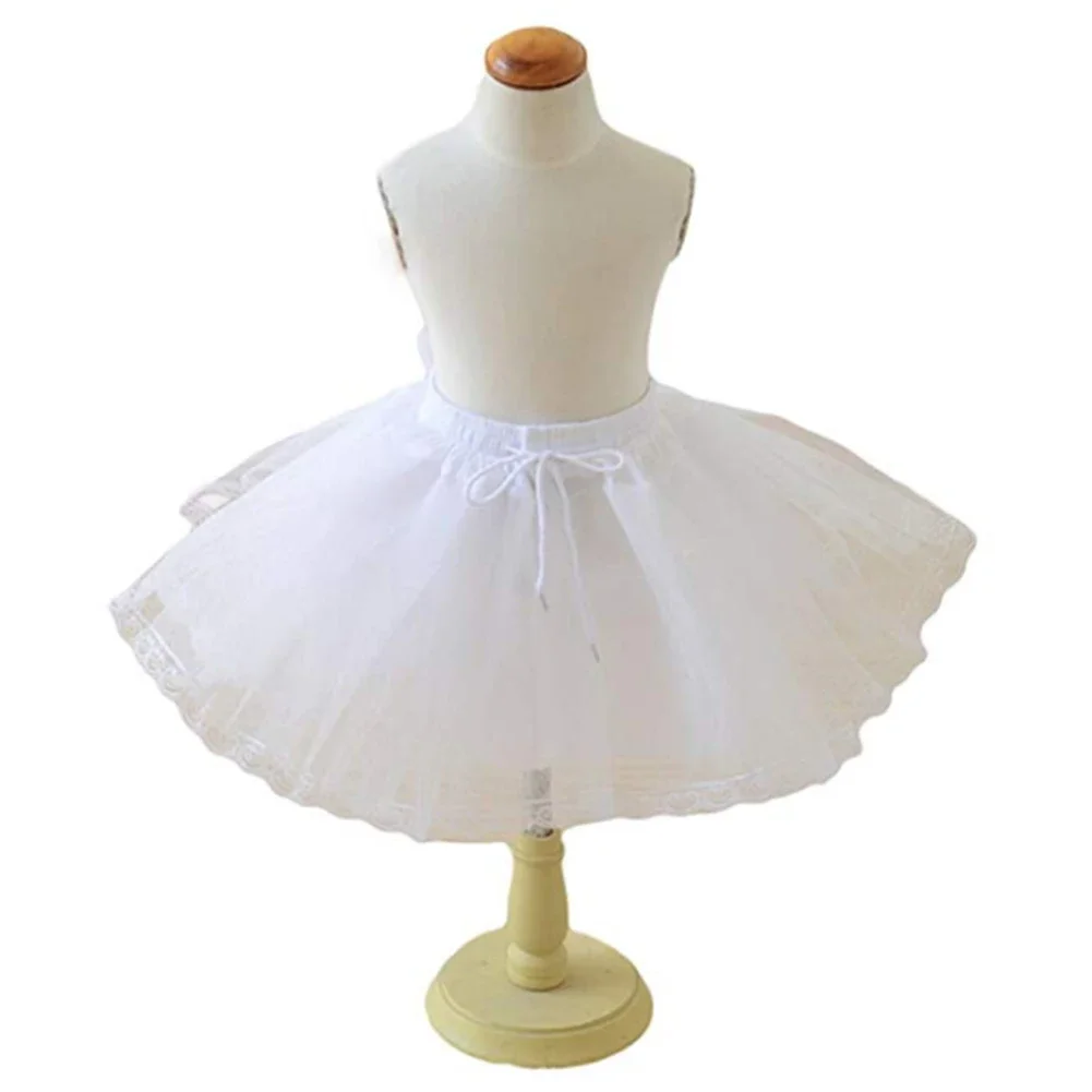 Petticoat Children 3 Layers Hoopless Short Petticoats Flower Girl Dress Crinoline for Wedding Little Girls/Kids/Child Underskirt