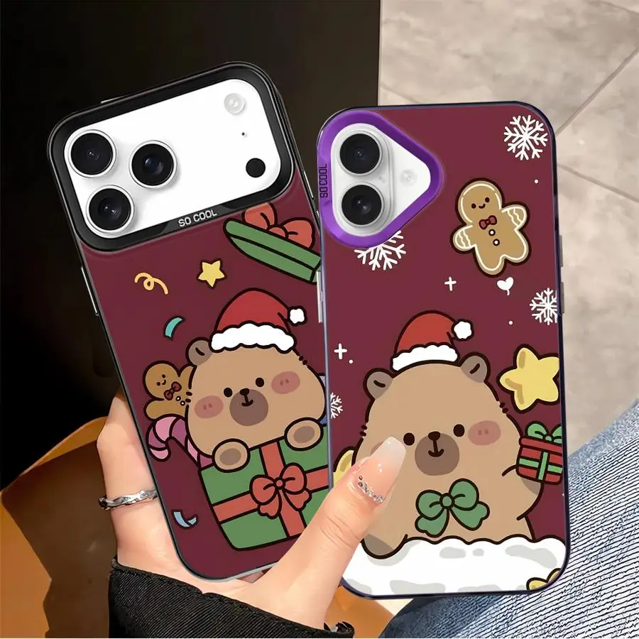 حافظة لهاتف آيفون 17Air 13 XS XR 15 Plus 11 12 14 16 17 Pro Max 16e عيد الميلاد كابيبارا كارتون