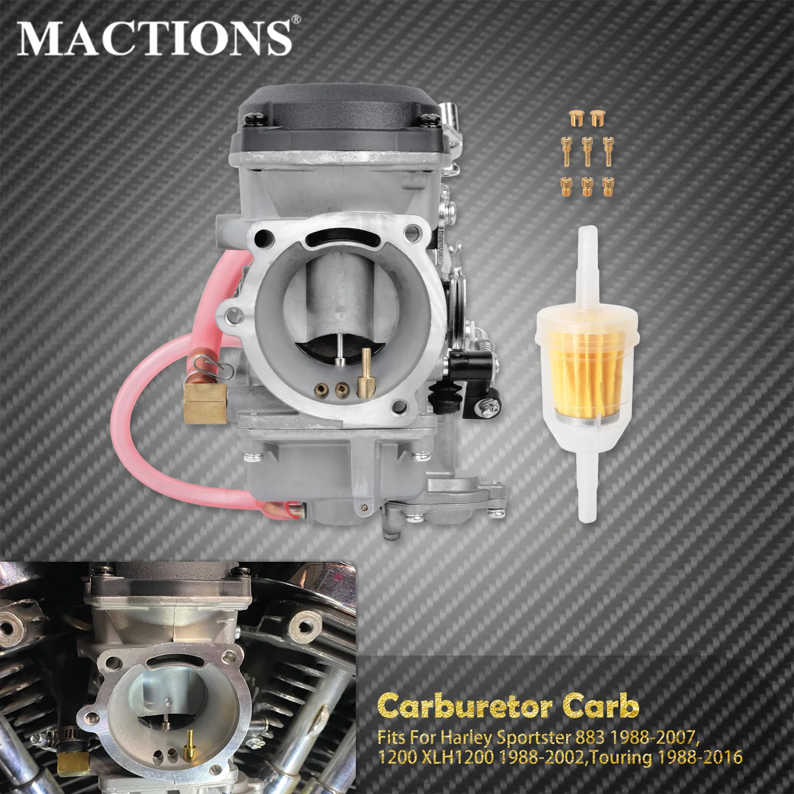 Motorcycle CV40 Carburetor Carb With Extra Jets Fuel Filter For Harley Softail Touring Dyna Fatboy FXR 1988-2016 Sportster 883