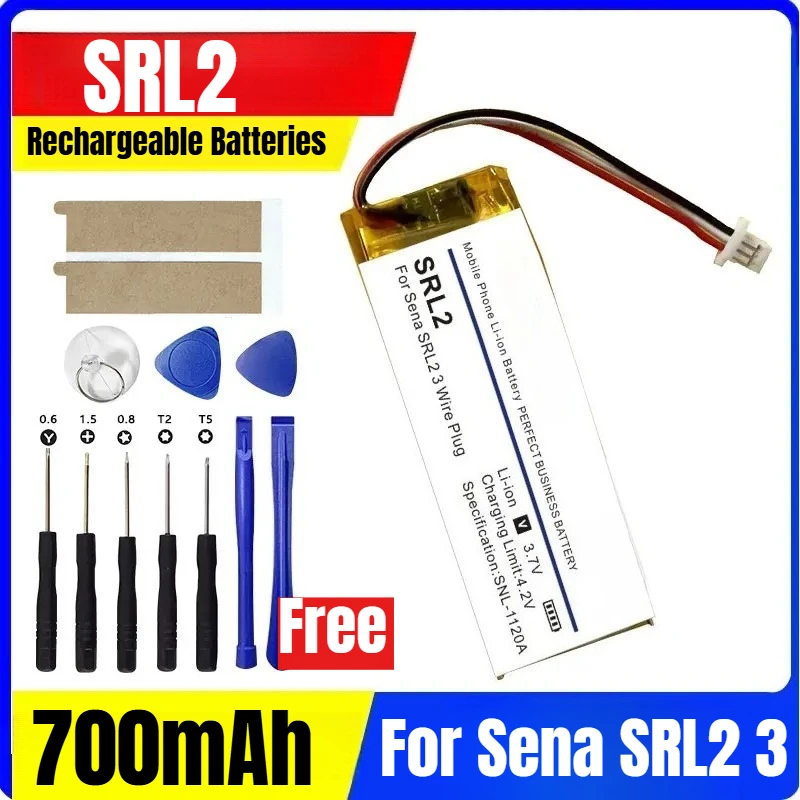 

High Quality SRL2 700mAh Battery for Sena SRL2 3 Wire Plug Bluetooth Headset Battery + Tools