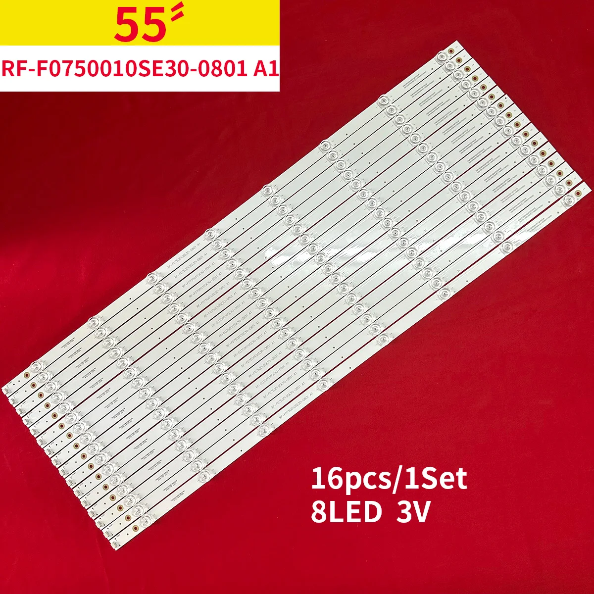 

16pcs 1set LED Backlight Strip For 75" TV RF-F0750010SE30-0801 A1Aluminum substrate 8-lamp concave mirror