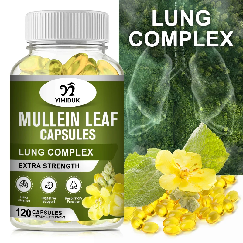 

Капсулы с листьями Mullein для легких, очищают и поддерживают иммунитет, дыхательные преимущества