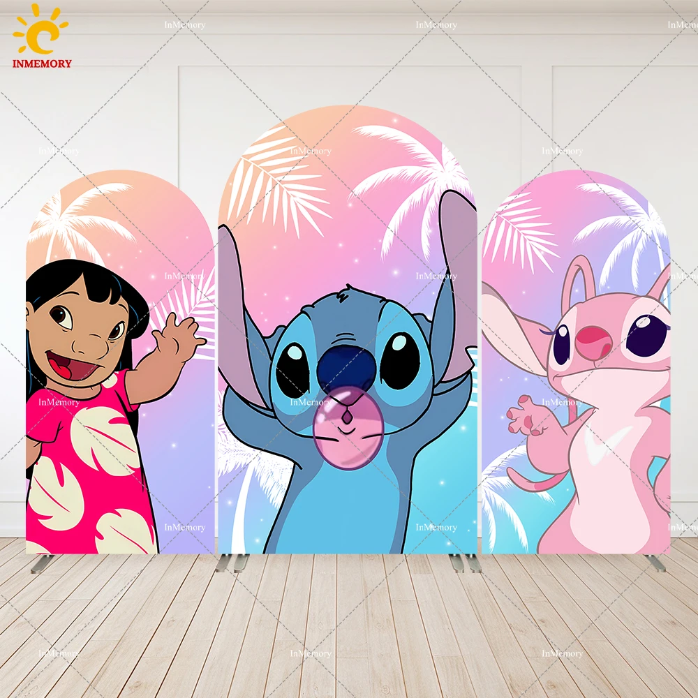 Cartoon Lilo and Stitch Angle Baby Shower Birthday Arch Backdrop Cover Party Decor Supplies Banner Photobooth Photo Background