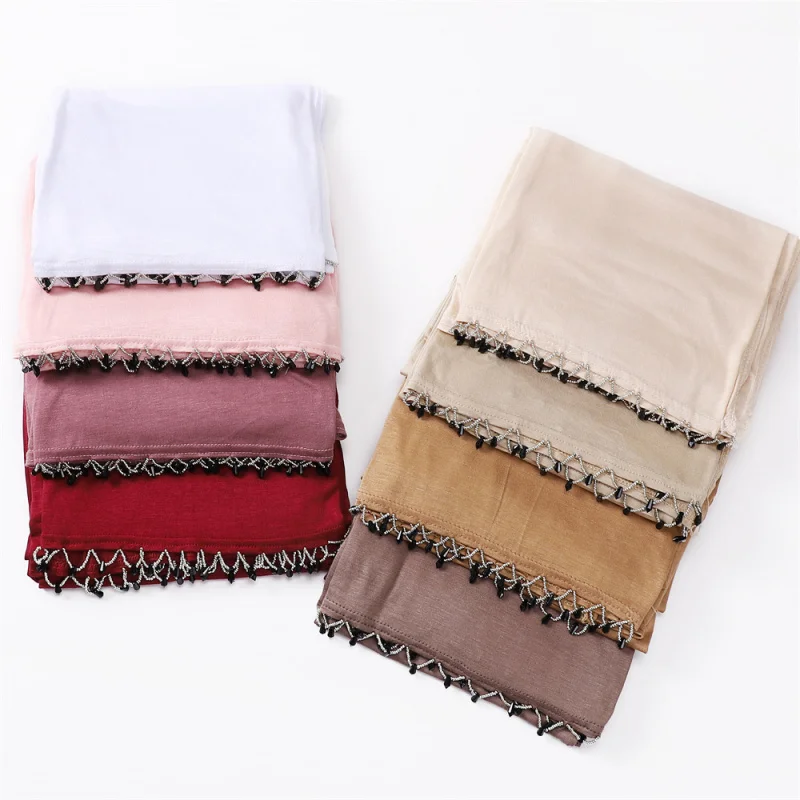 New Pure Color Mercerized Cotton Head Hand Beading Water Drop Beads Closed Toe Elastic Breathable ScarfjerseyJersey