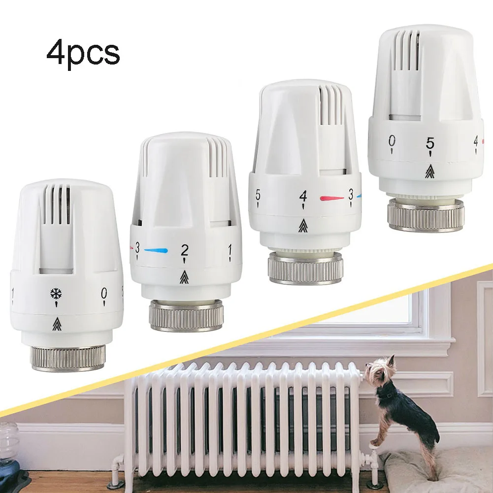 4PCS Thermostatic Radiators M30x1.5 Heating Zero Valve 5-levels Temperature Controller Head For Household Control System Tools