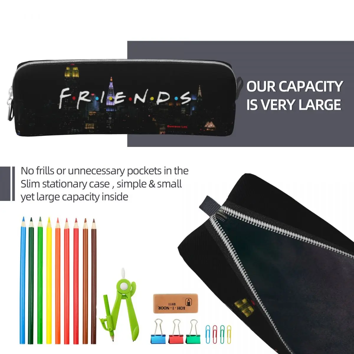 Friends TV Show Pencil Case Classic Cartoon Pen Holder Bag for Student Large Storage Students School Gifts Pencilcases