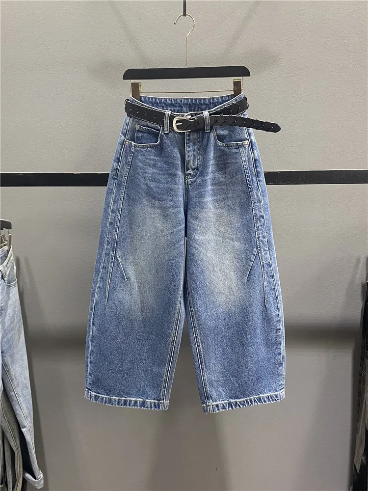 

High Waist Loose Casual Blue Knife Denim Jeans Women's Spring 2026 New Style Vintage Straight Leg Cotton Stretch Jeans