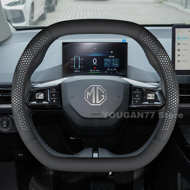 Leather Car Steering Wheel Cover For ALL NEW MG4 EV MG3 ZS Hybrid 2024 2025 Non-slip Auto Interior MG ZS Hybrid Accessories 2025
