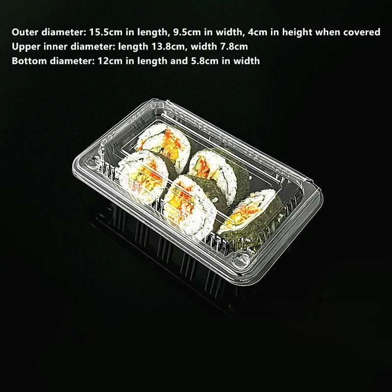 50PCS Disposable Clear Clamshell Rectangle S/M/L Food Packaging Container Plastic Take Pastry Box Transparent Takeout Container