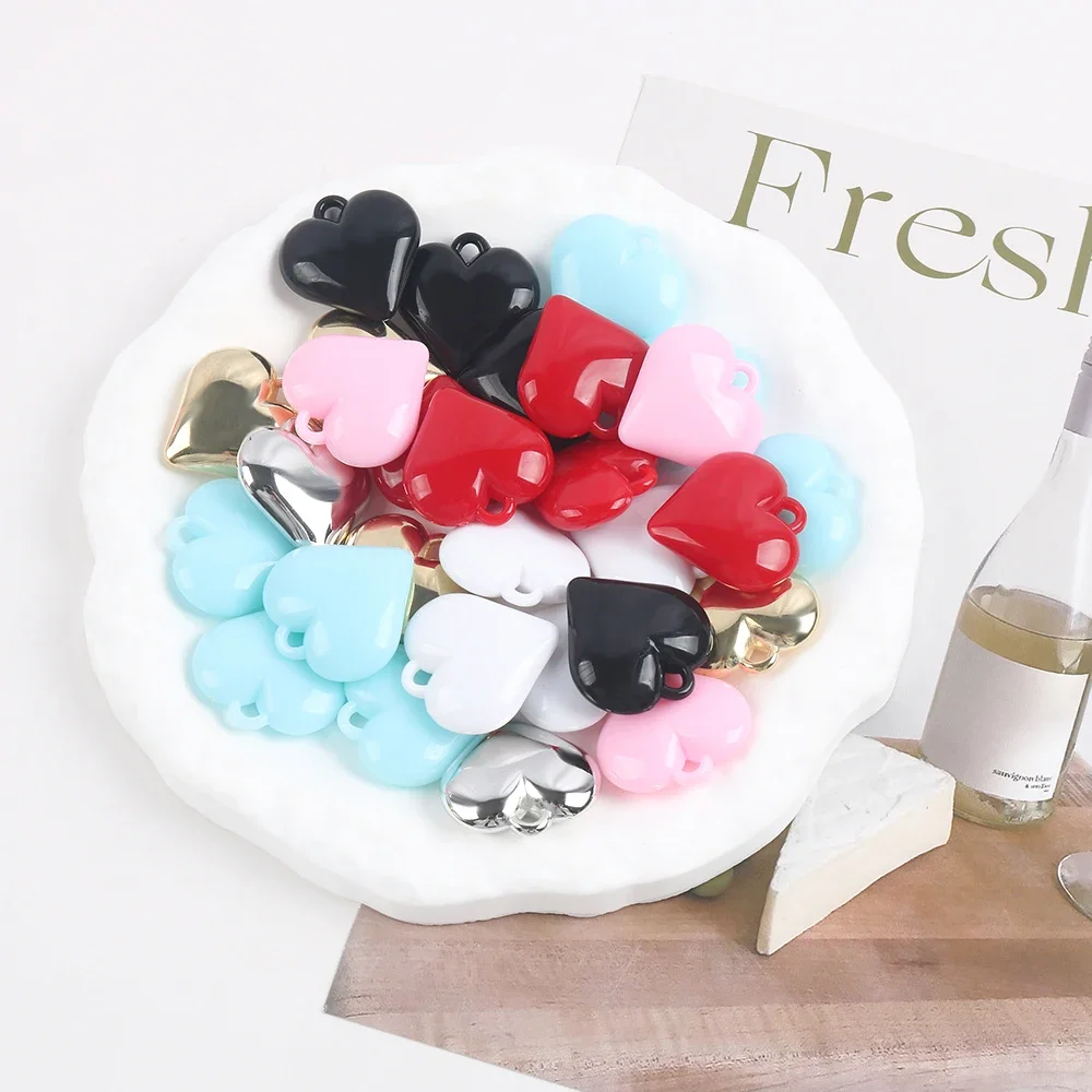 27x29mm 5Pcs/Lot Color Heart Acrylic Charms Pendants for Necklace Earrings Pendant DIY Jewelry Making Accessories