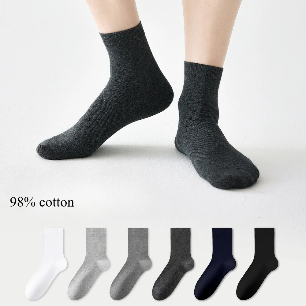

5 pairs High Quality Casual Men's Business Socks Summer Winter Cotton Socks Quick Drying Black White Long Sock