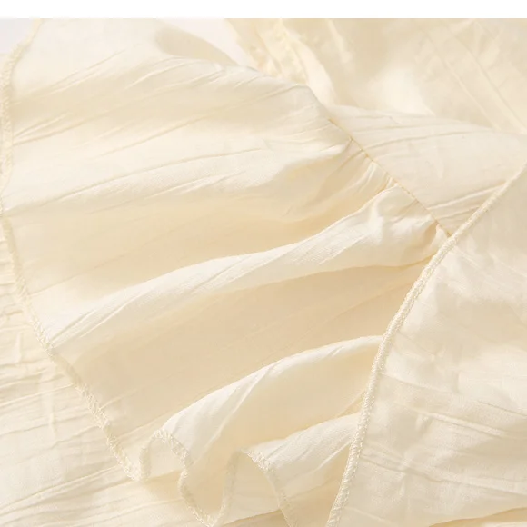 قمصان نسائية قصيرة الأكمام تظهر مهزومًا متعددة الرقبة ملابس احترافية من الأورجانزا مزينة بأناقة القصر الأنيقة الأولى #6