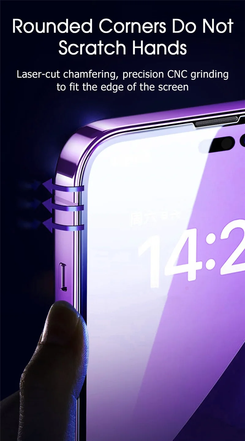 4 IN1 Anti-Blaulicht-Sichtschutzglas + 3D-Linse Anti-Peep-Displayschutzfolie für iPhone 17 Pro Max 16 15 13 Mini 14 Plus 16e – Detail 4