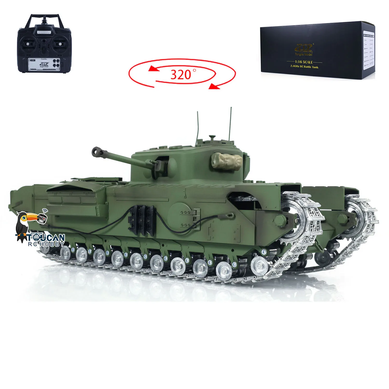 Toys 1/16 Military RC Battle Tank Churchill Mk.VII Metal Tracks Tongde Electric Tanks Radio Control Panzer Vehicle TH23967