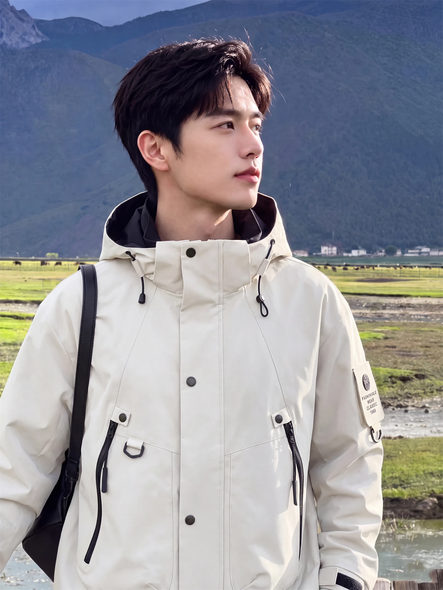 American Style Three-Proof Hooded Jacket Men's Loose Casual Workwear Coat Windproof Waterproof Mountain Travel Top