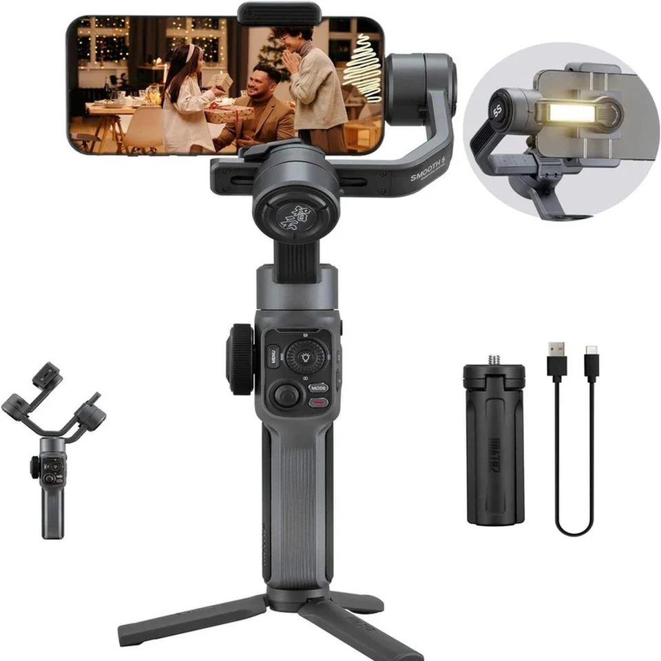 2026 For ZHIYUN Smooth 5S AI Handheld Gimbal Smartphone Stabilizer Smart Follow Tracking for Stable Video Recording Mobile Phone